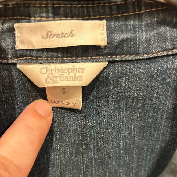 Christopher & Banks Blue Denim Jean Jacket w Stretch size Small - Picture 3 of 8
